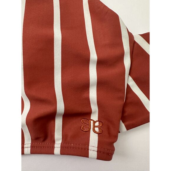 Albion Fit Game Changer Crop Swim Top Orange White Stripe XS - Picture 3 of 7